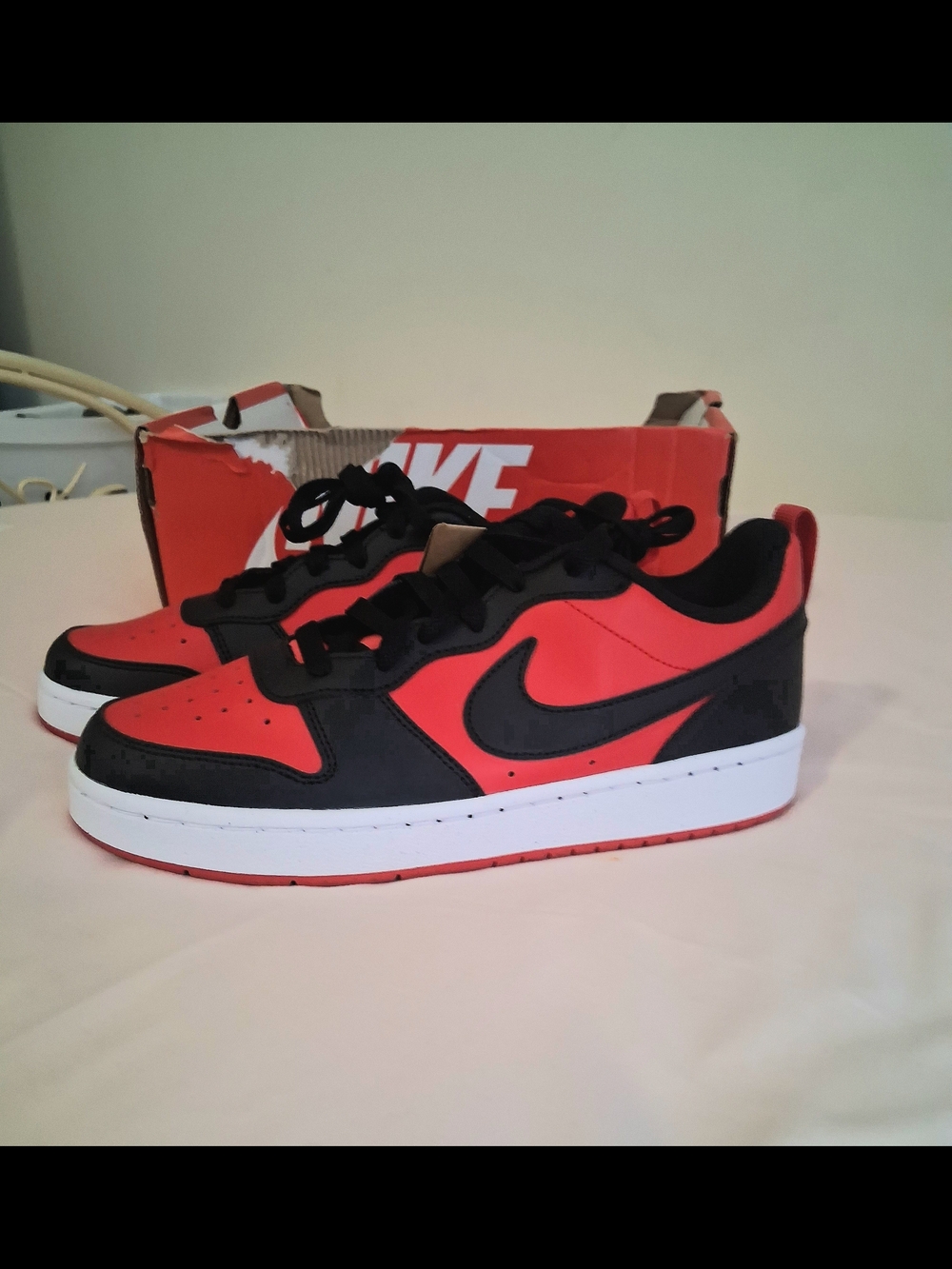 Nike Kids Court Borough Low Recraft Sneakers in Red/Black/White